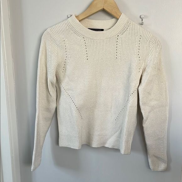 🔵Banana Republic Cream Crew Neck Sweater with Textured Knit xs - Picture 1 of 3